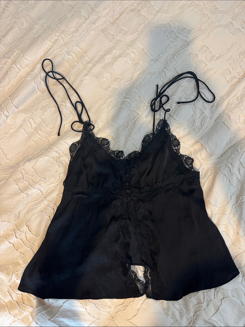 Black Lace-Trim Camisole Top